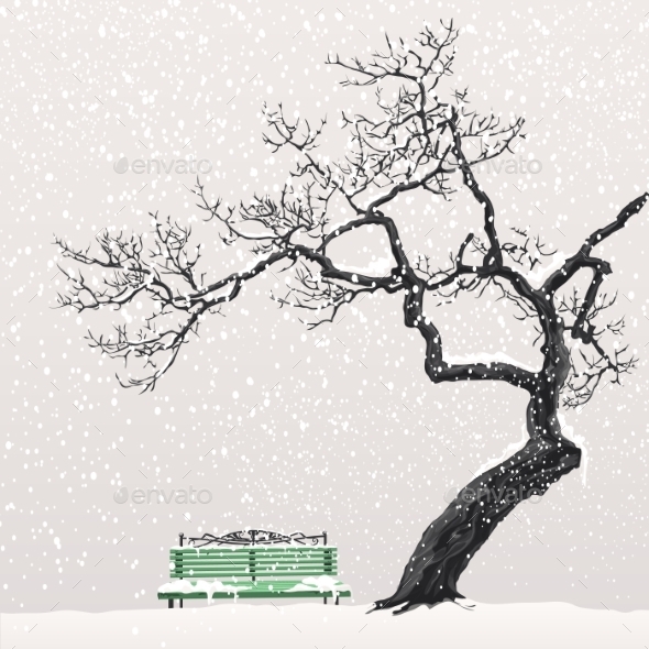 GraphicRiver Illustration of a Winter Landscape with a Tree 9703159 GraphicRiver Illustration of a Winter Landscape with a Tree 9703159
