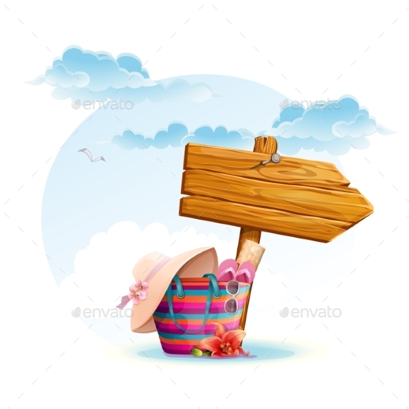 Beach Bag with a Wooden Pointer Beach Bag with a Wooden Pointer