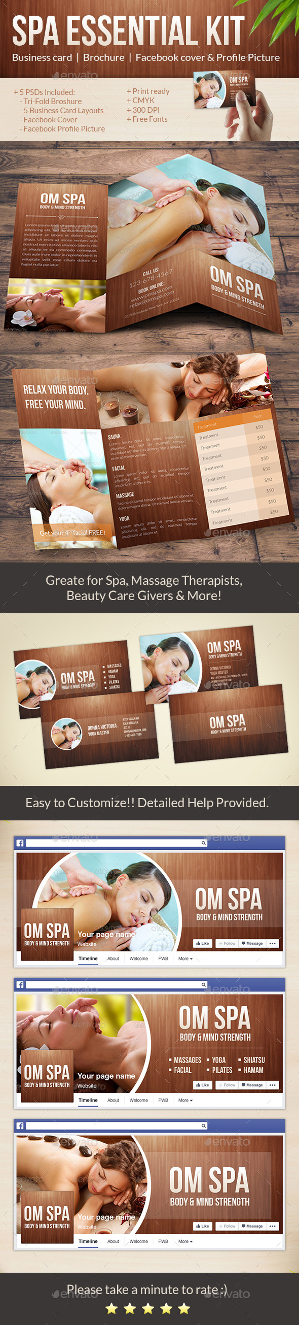 Beauty & Spa Pack Tri-Fold Brochure Business Cards Facebook Cover Beauty & Spa Pack Tri-Fold Brochure Business Cards Facebook Cover
