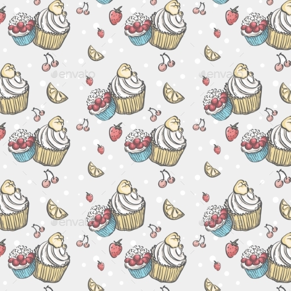GraphicRiver Seamless Pattern with Cakes and Fruits 9704116 GraphicRiver Seamless Pattern with Cakes and Fruits 9704116