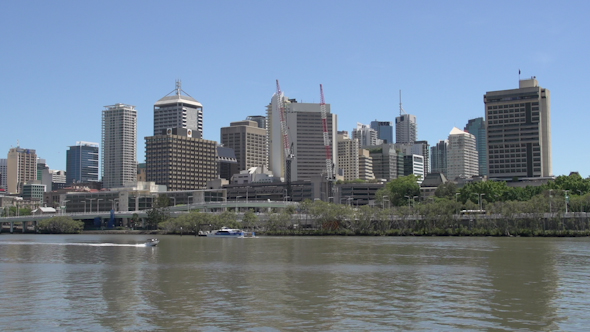 VideoHive Small Speedboat In Front Of The Brisbane Skyline 9706173 VideoHive Small Speedboat In Front Of The Brisbane Skyline 9706173
