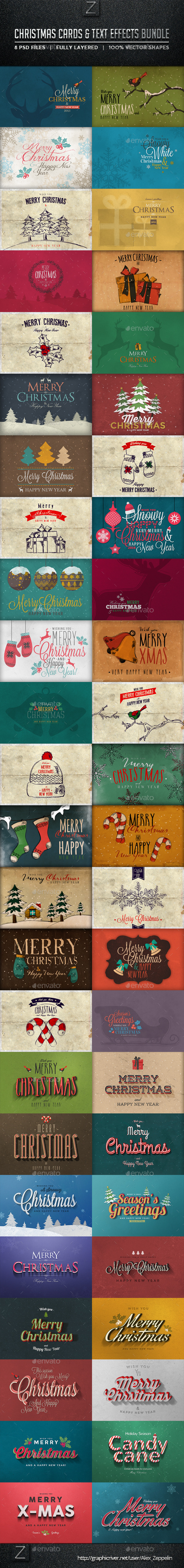 Christmas Cards & Text Effects Bundle Christmas Cards & Text Effects Bundle