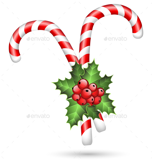 GraphicRiver Two Candy Canes with Holly Sprig Isolated on White 9706383 GraphicRiver Two Candy Canes with Holly Sprig Isolated on White 9706383