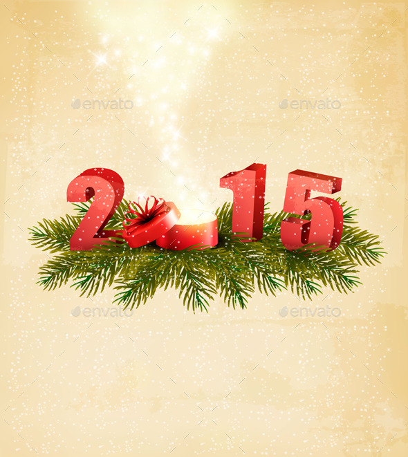 Holiday Background with a Present and 2015 Holiday Background with a Present and 2015