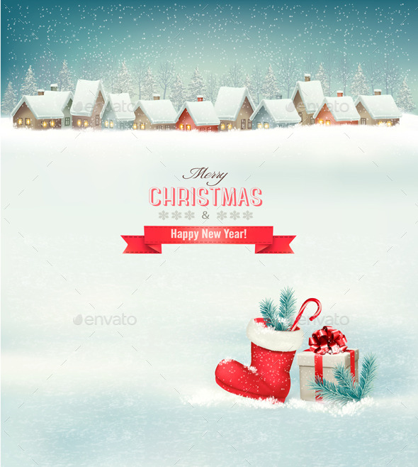 GraphicRiver Holiday Christmas Background with a Village 9706840 GraphicRiver Holiday Christmas Background with a Village 9706840