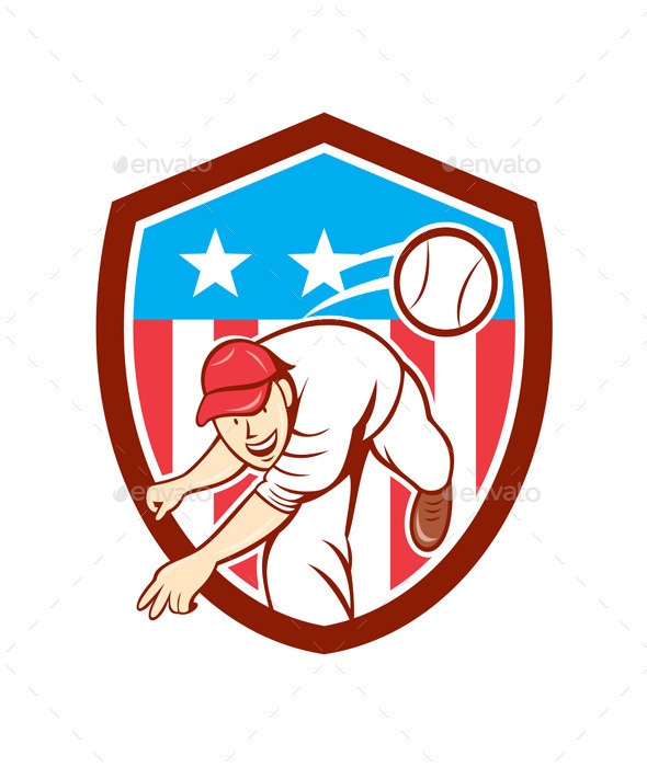 GraphicRiver Baseball Pitcher Outfielder Throwing Ball Shield 9707642 GraphicRiver Baseball Pitcher Outfielder Throwing Ball Shield 9707642