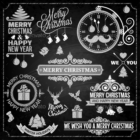 GraphicRiver Christmas Ornaments Chalk Set 9709586 GraphicRiver Christmas Ornaments Chalk Set 9709586
