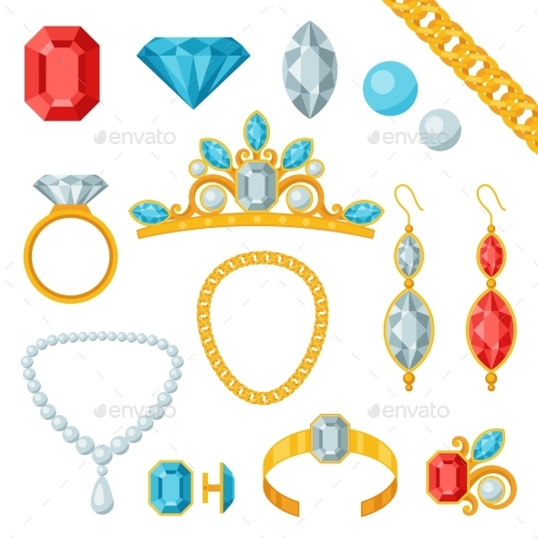 GraphicRiver Set of Jewelry and Precious Stones 9709833 GraphicRiver Set of Jewelry and Precious Stones 9709833