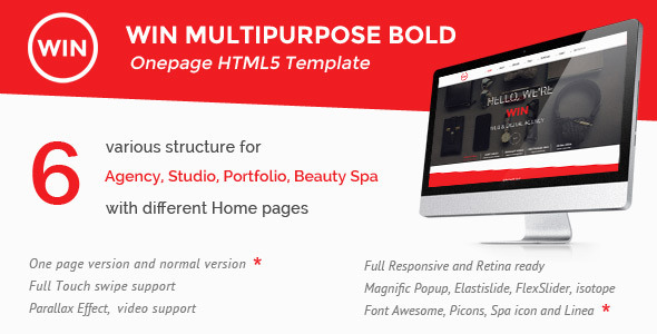 Win - Multipurpose Bold One Page HTML5 Template