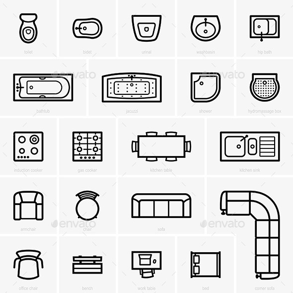 Top View Furniture Icons Top View Furniture Icons
