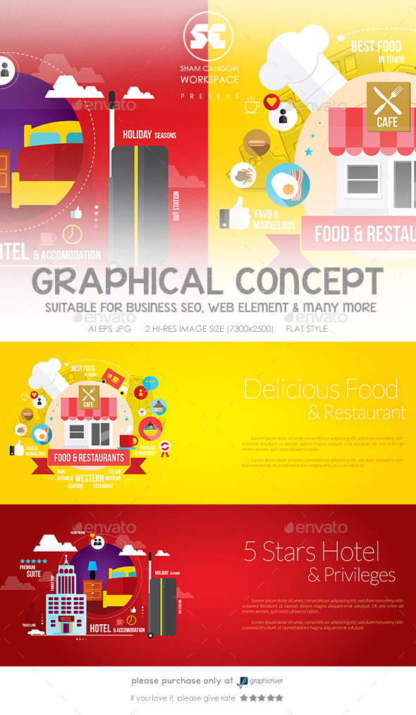 GraphicRiver Flat Concept for Restaurant & Hotel 9712156 GraphicRiver Flat Concept for Restaurant & Hotel 9712156