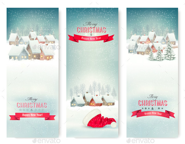 GraphicRiver Holiday Christmas Banners with Villages 9713240 GraphicRiver Holiday Christmas Banners with Villages 9713240