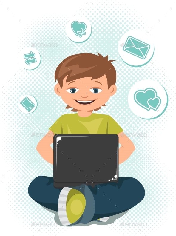 GraphicRiver Young Teen Boy Working on a Laptop 9713322 GraphicRiver Young Teen Boy Working on a Laptop 9713322