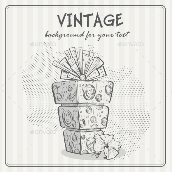 Vintage Background with a Birthday Cake (Birthdays)