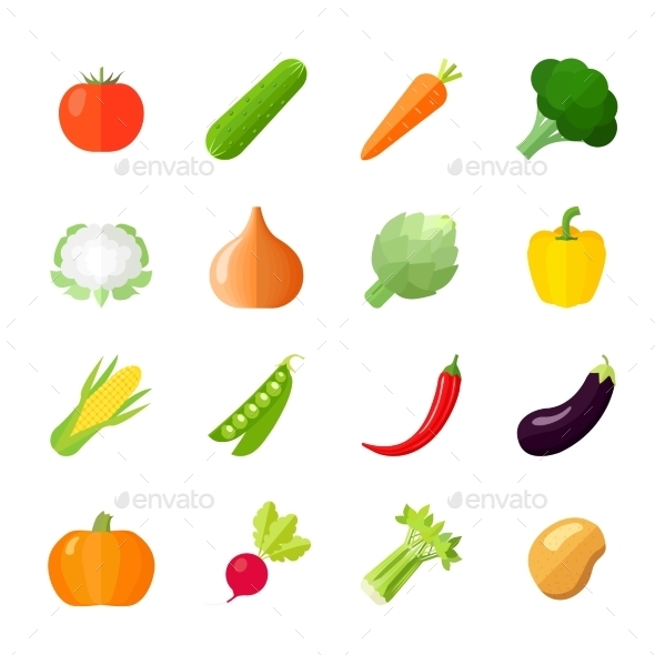 Vegetables Icons Flat (Food)