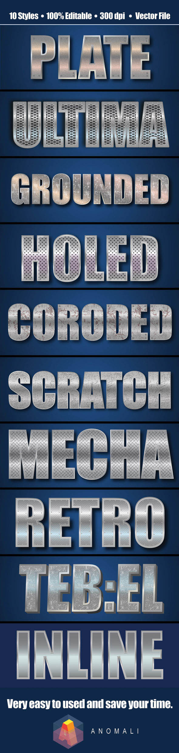 3D Metallic Chrome Graphic Style 01 3D Metallic Chrome Graphic Style 01