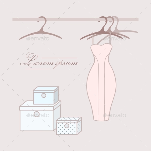 Dress with Hangers in Wardrobe (Backgrounds)