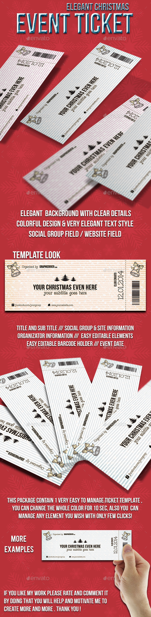 GraphicRiver Elegant Christmas event ticket 9716645 GraphicRiver Elegant Christmas event ticket 9716645
