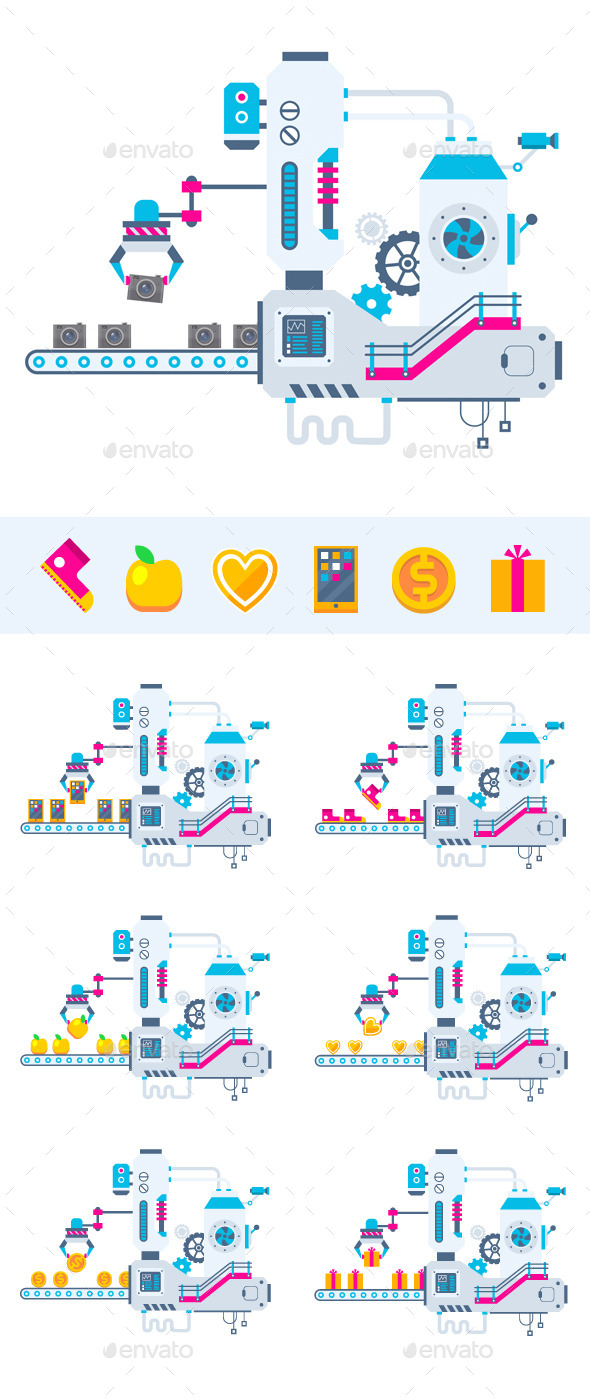 GraphicRiver Illustration of the Factory for Sorting Objects 9719065 GraphicRiver Illustration of the Factory for Sorting Objects 9719065