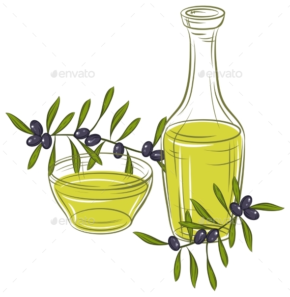 GraphicRiver Illustration with Black Olives and Bottle of Oil 9719761 GraphicRiver Illustration with Black Olives and Bottle of Oil 9719761