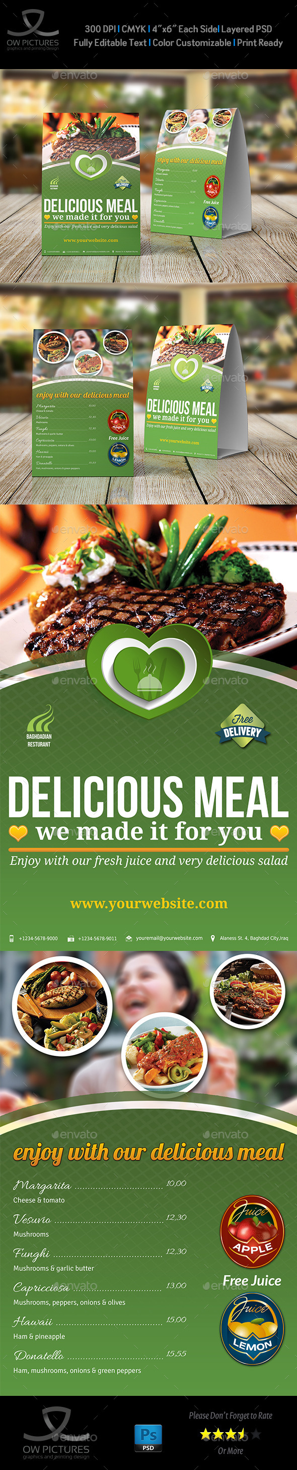 GraphicRiver Restaurant and Cafe Table Tent Template Vol5 9721913 GraphicRiver Restaurant and Cafe Table Tent Template Vol5 9721913