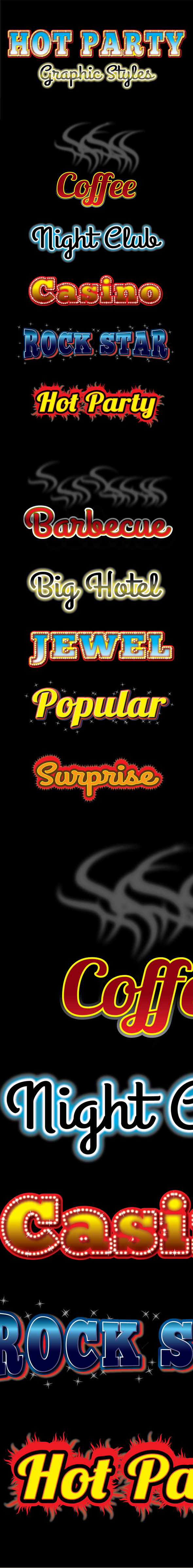 GraphicRiver Hot Party Graphic Styles for Ai 9722783 GraphicRiver Hot Party Graphic Styles for Ai 9722783