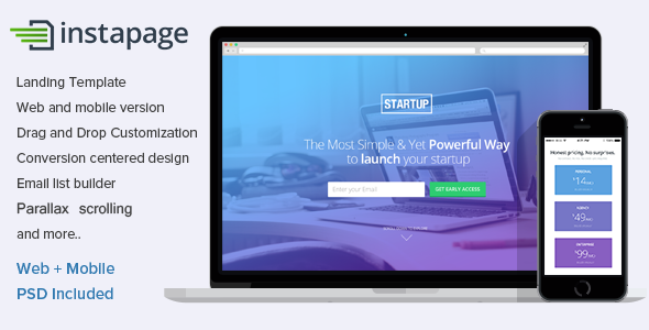 Instapage Landing Page Template for Startups