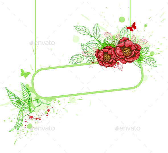 Banner with Red Peony (Backgrounds)