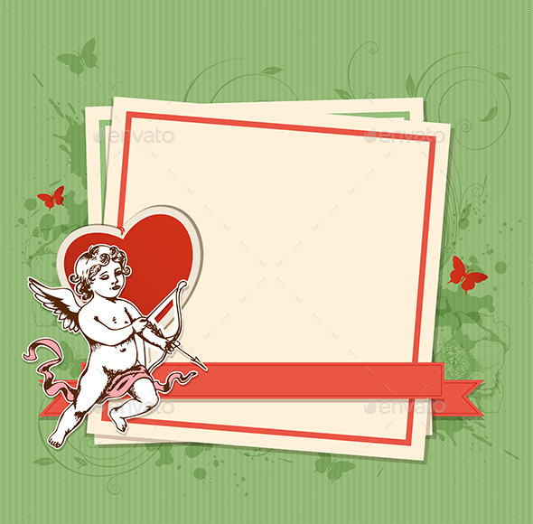 Green Background with Cupid (Valentines)