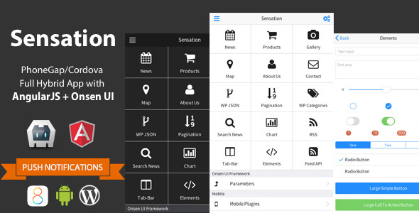 Sensation - PhoneGap/Cordova Full Hybrid App - CodeCanyon Item for Sale