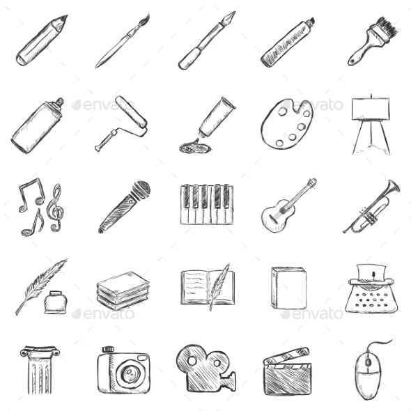 GraphicRiver Set of Sketch Art Icons 9725878 GraphicRiver Set of Sketch Art Icons 9725878