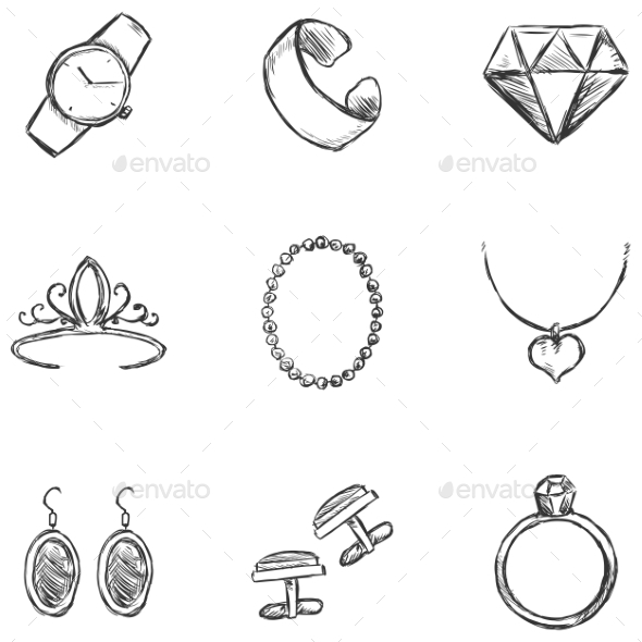 GraphicRiver Set of Sketch Jewelry Icons 9725910 GraphicRiver Set of Sketch Jewelry Icons 9725910