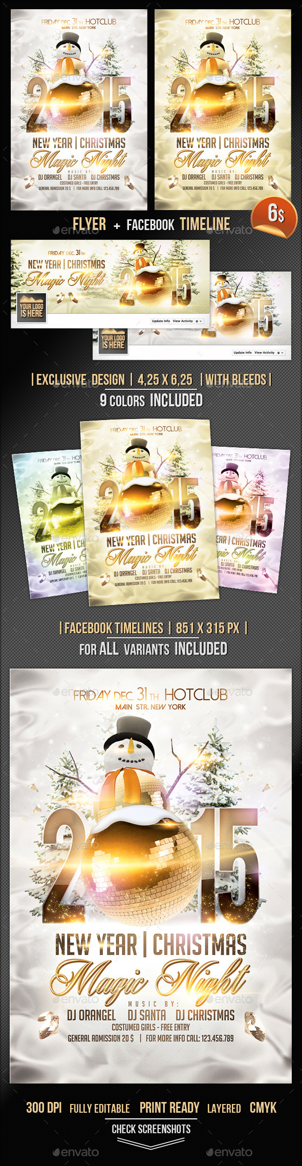 Magic Christmas Flyer + Fb Timeline Template (Events)