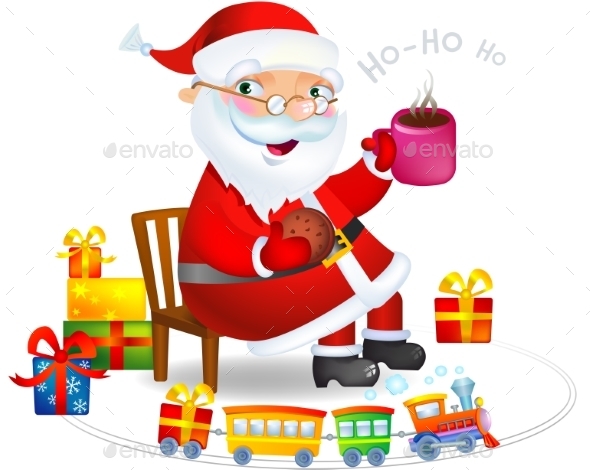 GraphicRiver Santa Claus with Tea and Cookies 9726119 GraphicRiver Santa Claus with Tea and Cookies 9726119