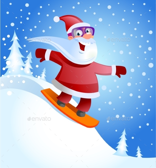 GraphicRiver Santa Claus on Snowboard 9726151 GraphicRiver Santa Claus on Snowboard 9726151
