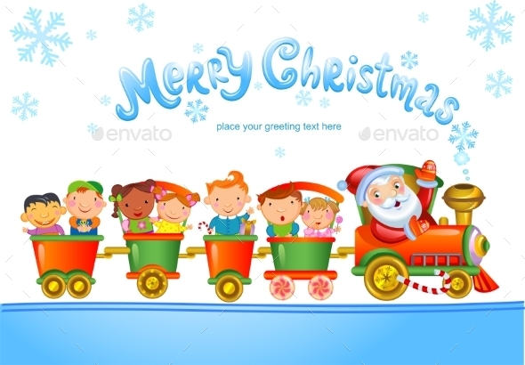 GraphicRiver Toy Train with Santa Claus and Kids 9726170 GraphicRiver Toy Train with Santa Claus and Kids 9726170