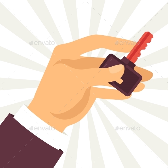 GraphicRiver Hand Holding Key in Flat Style 9727964 GraphicRiver Hand Holding Key in Flat Style 9727964