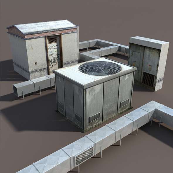 Roof Elements Low Poly 3D Model Roof Elements Low Poly 3D Model