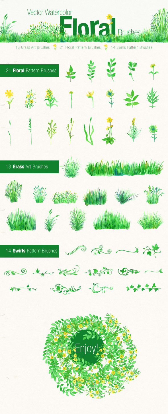 GraphicRiver Vector Watercolor Floral Brushes 9728230 GraphicRiver Vector Watercolor Floral Brushes 9728230