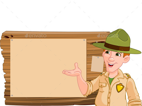 GraphicRiver Ranger Pointing at a Wooden Sign 9728978 GraphicRiver Ranger Pointing at a Wooden Sign 9728978