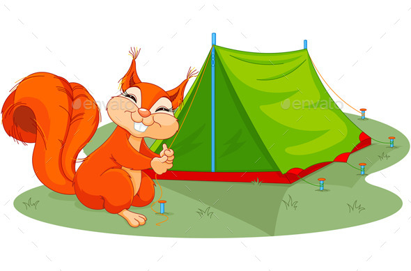 GraphicRiver Squirrel Sets Tent 9729719 GraphicRiver Squirrel Sets Tent 9729719
