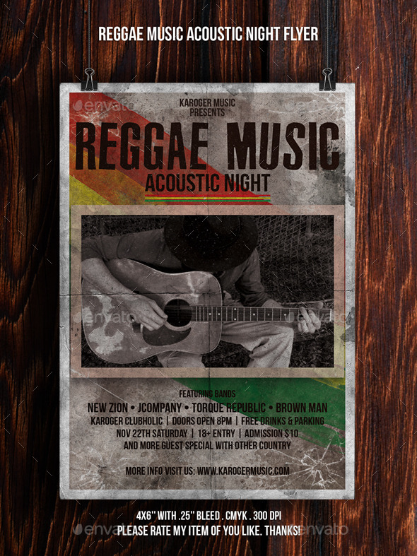 Reggae Music Acoustic Flyer (Events)