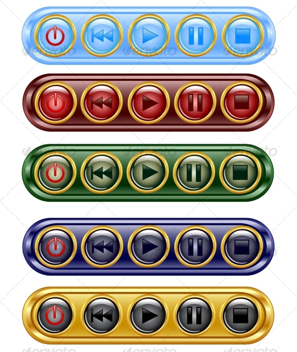 set of media icon buttons set of media icon buttons