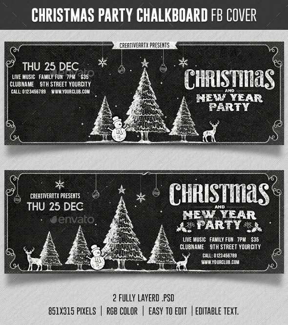 GraphicRiver Christmas Party Chalkboard FB cover 9735458 GraphicRiver Christmas Party Chalkboard FB cover 9735458