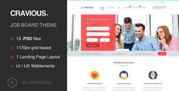 Cravious - Job Portal PSD Template