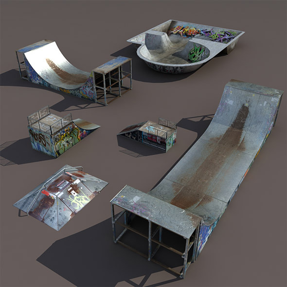 3DOcean 6 skate park element Low Poly 9738094 3DOcean 6 skate park element Low Poly 9738094