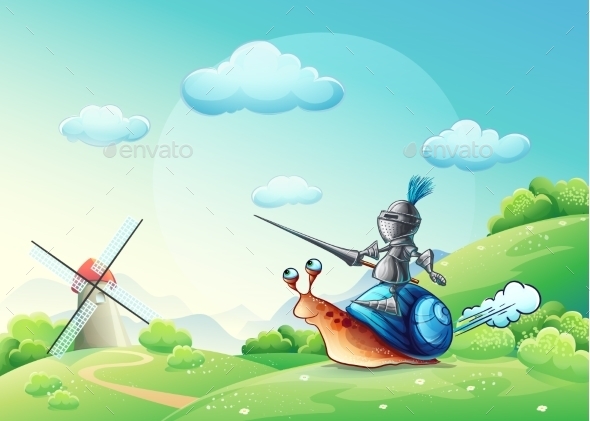 GraphicRiver Knight Attacking the Mill 9738229 GraphicRiver Knight Attacking the Mill 9738229