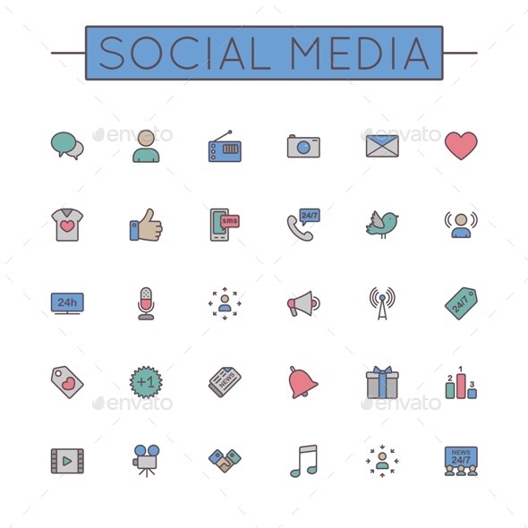 GraphicRiver Vector Colored Social Media Line Icons 9738801 GraphicRiver Vector Colored Social Media Line Icons 9738801