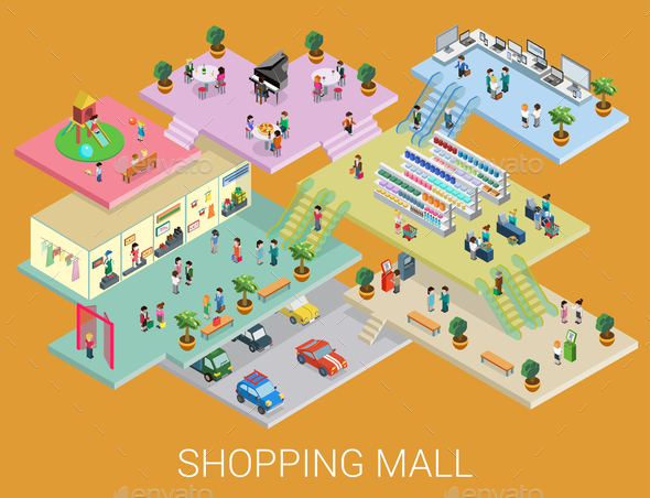 GraphicRiver Isometric Shopping Mall Concept 9741783 GraphicRiver Isometric Shopping Mall Concept 9741783