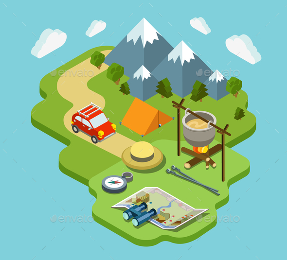 GraphicRiver Outdoor Active Vacation Isometric Design 9741786 GraphicRiver Outdoor Active Vacation Isometric Design 9741786